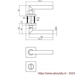 Intersteel Living 1707 deurkruk Bastian op rozet 55x55x10 mm met sleutelrozet zwart - A26009159 - afbeelding 2