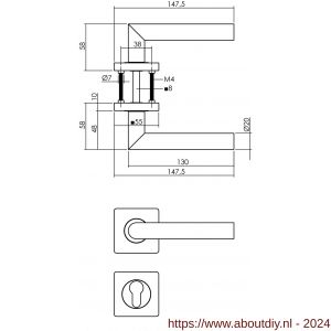 Intersteel Living 1707 deurkruk Bastian op rozet 55x55x10 mm met profielcilinderrozet zwart - A26009160 - afbeelding 2