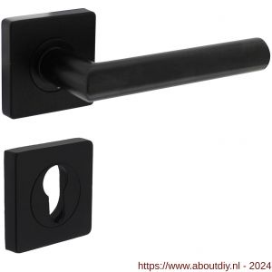 Intersteel Living 1707 deurkruk Bastian op rozet 55x55x10 mm met profielcilinderrozet zwart - A26009160 - afbeelding 1