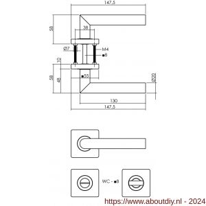 Intersteel Living 1707 deurkruk Bastian op rozet 55x55x10 mm met toiletsluiting 8 mm zwart - A26009161 - afbeelding 2