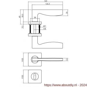 Intersteel Living 1710 deurkruk Apollo op vierkant rozet met nokken met sleutelplaatje mat zwart - A26008249 - afbeelding 2