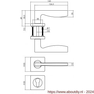 Intersteel Living 1710 deurkruk Apollo op vierkant rozet met nokken met profielcilinderplaatje mat zwart - A26008250 - afbeelding 2