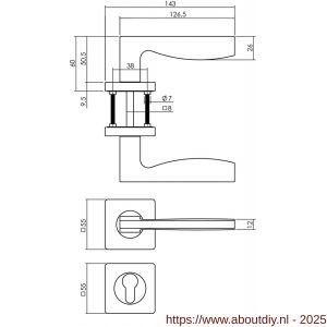 Intersteel Living 1710 deurkruk Apollo op vierkant rozet met nokken met profielcilinderplaatje mat zwart - A26008250 - afbeelding 2