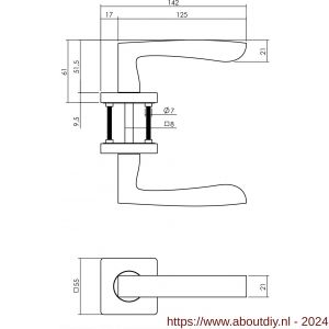 Intersteel Living 1712 deurkruk Minos op vierkant rozet 7 mm nokken mat zwart - A26008252 - afbeelding 2