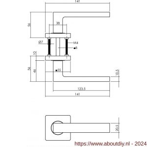 Intersteel Living 1713 deurkruk Hera op vierkant rozet 7 mm nokken mat zwart - A26008256 - afbeelding 2