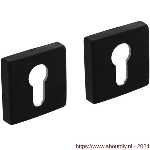 Intersteel Living 3093 profielcilinderplaatje kunststof verdekt met nokken vierkant 50x50x10 mm aluminium zwart - A26009167 - afbeelding 1