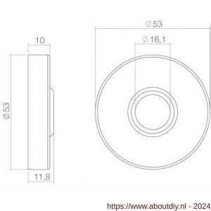 Intersteel Living 3410 rozet staal verdekt diameter 53x10 mm RVS zwart - A26008274 - afbeelding 2