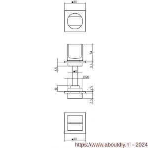 Intersteel Living 3439 WC-sluiting 8 mm minimalistisch zelfklevend vierkant 30x30x2,5 mm RVS zwart - A26009576 - afbeelding 2