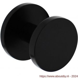 Intersteel Living 3929 voordeurknop plat diameter 55 mm op ronde achterplaat diameter 60 mm met éénzijdige montage aluminium zwart - A26008292 - afbeelding 1