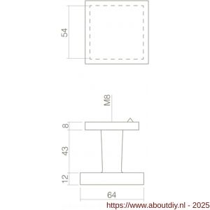 Intersteel Living 3930 voordeurknop vast centraal vierkant 64/54 M8 RVS-mat zwart - A26006804 - afbeelding 2