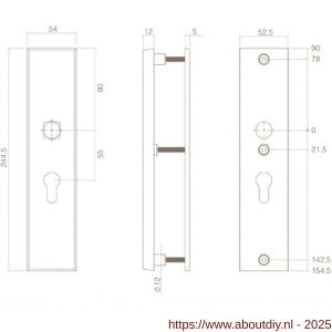 Intersteel Living 3963 SKG3 veiligheids schilden rechthoekig doorgaand profielcilindergat 72 mm met kerntrek beveiliging RVS-mat zwart - A26006809 - afbeelding 2