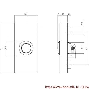 Intersteel Living 3990 beldrukker rechthoekig verdekt 65x30x10 mm RVS zwart - A26008306 - afbeelding 2