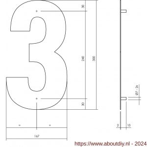 Intersteel Living 4021 huisnummer 3 XL hoogte 300 mm RVS-mat zwart - A26009179 - afbeelding 2