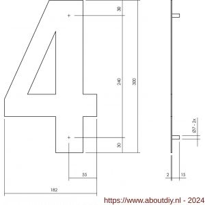 Intersteel Living 4021 huisnummer 4 XL hoogte 300 mm RVS-mat zwart - A26009180 - afbeelding 2