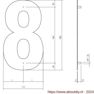 Intersteel Living 4021 huisnummer 8 XL hoogte 300 mm RVS-mat zwart - A26009184 - afbeelding 2