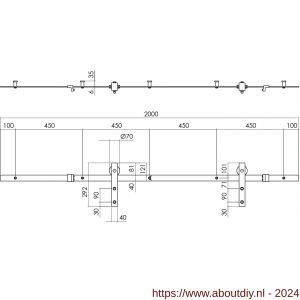 Intersteel Living 4501 schuifdeursysteem 2 meter hangrollen recht 290 mm staal mat zwart - A26007034 - afbeelding 2