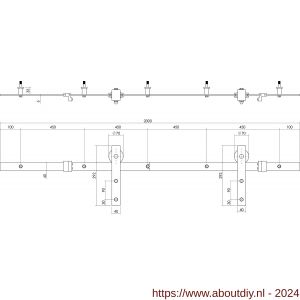 Intersteel Living 4501 schuifdeursysteem 2 meter voor glazen deur hangrollen recht 290 mm staal mat zwart - A26009200 - afbeelding 2