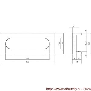 Intersteel Living 4501 schuifdeurkom opschroevend 100x38 mm voor aluminium schuifdeur Cubo zwart - A26009954 - afbeelding 2
