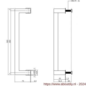 Intersteel Living 4501 deurgreep vierkant verkropt 320x55x20 mm voor schuifdeur Cubo zwart - A26009955 - afbeelding 2