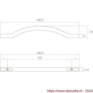 Intersteel Living 8751 meubelgreep gebogen opliggend diameter 10x160 mm mat zwart - A26004386 - afbeelding 2