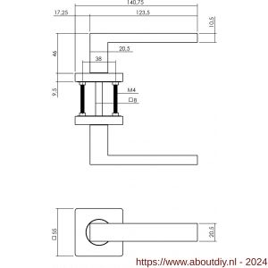 Intersteel Living 1713 gatdeel deurkruk rechts Hera op vierkant rozet 55x55x10 mm met nokken wit - A26009238 - afbeelding 2
