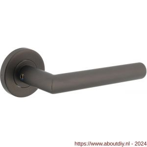 Intersteel 1272 deurkruk Hoek 90 graden op geveerde stalen rozet met nokken diameter 53x8 mm RVS antraciet-grijs - A26010358 - afbeelding 1