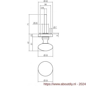 Intersteel Living 2126 knop rond vast op rozet diameter 52x10 mm met nokken en stift antraciet-grijs - A26010003 - afbeelding 2