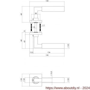Intersteel Essentials 0378 deurkruk 0378 Bau-stil op rozet vierkant staal met 7 mm nok RVS - A26005249 - afbeelding 2