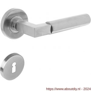Intersteel Living 0379 deurkruk 0379 Bau-stil op rozet rond staal met 7 mm nok met sleutelgat plaatje RVS - A26005257 - afbeelding 1