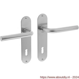 Intersteel Essentials 0566 deurkruk recht diameter 16 mm slank op schild plat ovaal sleutelgat 72 mm RVS - A26000700 - afbeelding 1