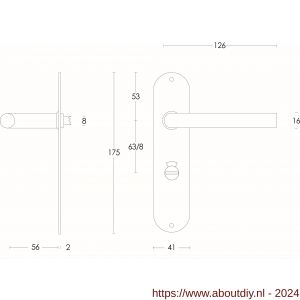 Intersteel Essentials 0566 deurkruk recht diameter 16 mm slank op schild plat ovaal WC 63/8 mm RVS - A26000703 - afbeelding 2