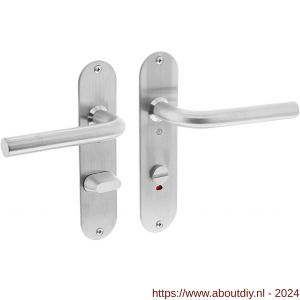 Intersteel Essentials 0566 deurkruk recht diameter 16 mm slank op schild plat ovaal WC 63/8 mm RVS - A26000703 - afbeelding 1