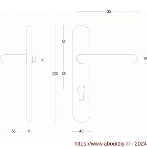 Intersteel Essentials 0576 deurkruk Rond diameter 19 mm verdekt profielcilindergat 55 mm RVS - A26001940 - afbeelding 2