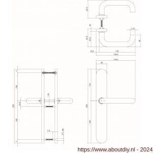 Intersteel Living 0579 deurkruk Rond diameter 19 mm op XL-schild verdekt 278x40x10 blind dubbelgeveerd RVS - A26005276 - afbeelding 2