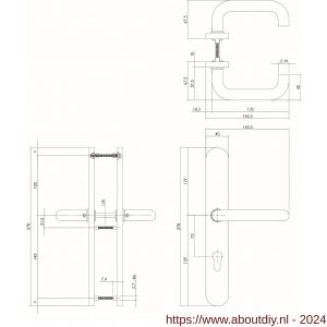 Intersteel Living 0579 deurkruk Rond diameter 19 mm op XL-schild verdekt 278x40x10 72 mm profielcilindergat dubbelgeveerd RVS - A26005278 - afbeelding 2