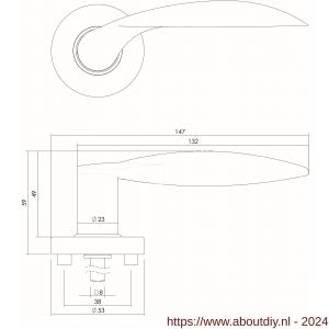 Intersteel Living 0625 deurkruk massief afgerond op rozet met ring met veer RVS - A26000505 - afbeelding 2