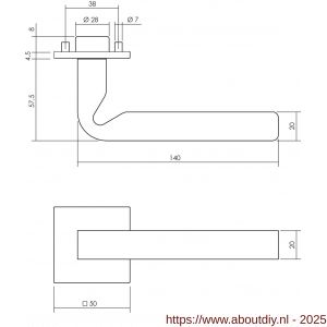 Intersteel Exclusives 0720 deurkruk Moors nummer 3 met vierkante rozet 50x50x5 mm geveerd RVS - A26008424 - afbeelding 2