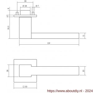 Intersteel Exclusives 0724 deurkruk Moors nummer 5 met vierkante rozet 50x50x5 mm geveerd RVS geborsteld - A26008428 - afbeelding 2