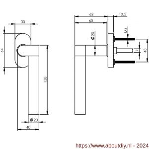 Intersteel Exclusives 0730 raamkruk rechts Munnikhof Dock Solid met ovale rozet RVS - A26005410 - afbeelding 2