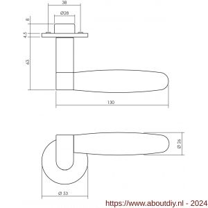 Intersteel Exclusives 0733 deurkruk Munnikhof Dock Ton-acryl met ronde rozet diameter 52x5 mm geveerd RVS - A26008437 - afbeelding 2