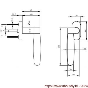 Intersteel Exclusives 0733 raamkruk links Munnikhof Dock Ton-acryl met ovale rozet RVS - A26005427 - afbeelding 2