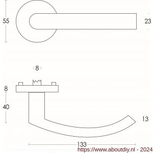 Intersteel Essentials 0906 deurkruk Blok op geveerde kunststof rozet met nokken diameter 55x8 mm RVS - A26000572 - afbeelding 2