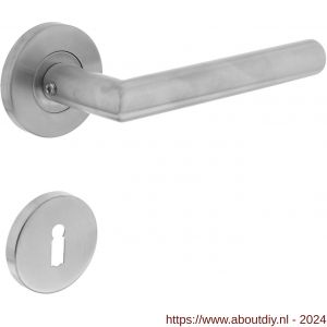 Intersteel Living 1012 deurkruk Hoek 90 graden op rozet met sleutelgat plaatje neutraal RVS - A26005485 - afbeelding 1