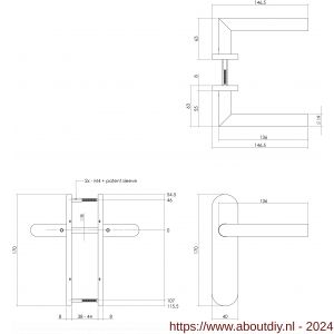 Intersteel Essentials 1225 deurkruk Hoek 90 graden basic op ovaal schild verdekt 170x40 mm blind RVS geborsteld - A26008453 - afbeelding 2