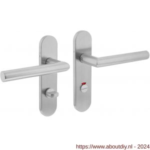 Intersteel Essentials 1225 deurkruk Hoek 90 graden basic op ovaal schild verdekt 170x40 mm WC 63/8 mm RVS geborsteld - A26008454 - afbeelding 1