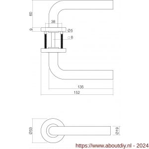 Intersteel Essentials 2100 set bestaand uit loopslot voorplaat wit met deurkrukgarnituur Recht op rozet RVS - A26009430 - afbeelding 2
