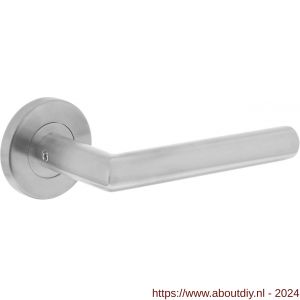 Intersteel 1234 deurkruk Hoek 90 graden basic op rond geveerde rozet diameter 53x9 mm RVS geborsteld - A26000594 - afbeelding 1