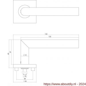 Intersteel Living 1242 deurkruk rechte Hoek 90 graden op rozet vierkant met WC 8 mm RVS - A26000521 - afbeelding 2