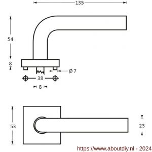 Intersteel Essentials 1243 deurkruk ovaal Hoek 90 graden op rozet vierkant dubbel geveerd RVS - A26000608 - afbeelding 2