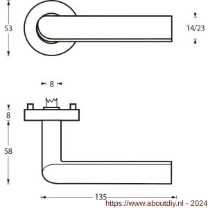Intersteel Essentials 1273 deurkruk Ovaal Hoek 90 graden op geveerde stalen rozet met nokken diameter 53x8 mm RVS EN 1906/4 - A26005588 - afbeelding 2